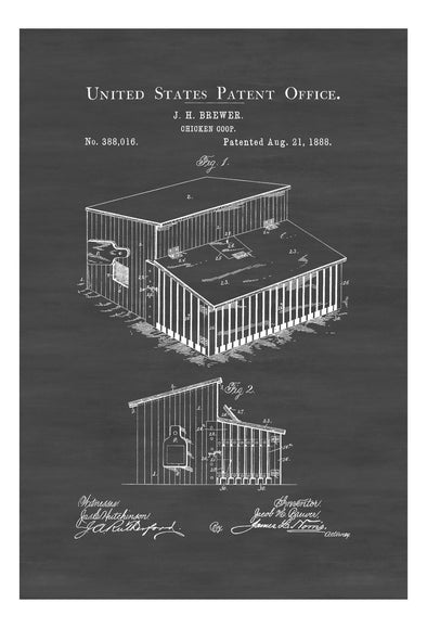 Chicken Coop Patent 1888 - Patent Print, Wall Decor, Raising Chickens, Pet Chicken, Hen House Patent, Chicken Decor, Farmhouse Decor mws_apo_generated mypatentprints Parchment #MWS Options 3645024758 