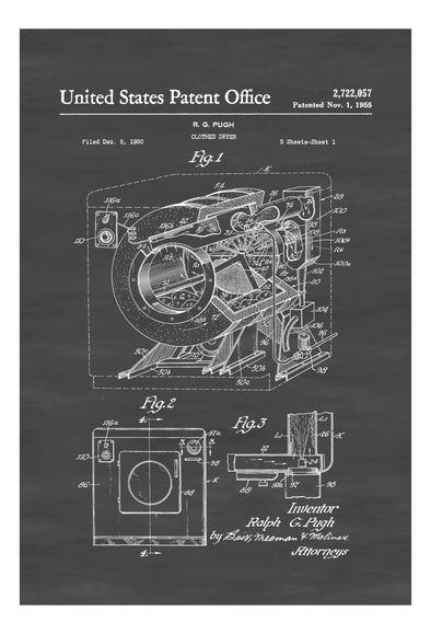 Clothes Dryer Patent - Laundry Room Decor, Vintage Clothes Dryer, Clothes Dryer Blueprint, Dryer Patent, Washer and Dryer, Electric Dryer mws_apo_generated mypatentprints White #MWS Options 1279371422 