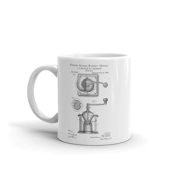 Coffee Grinder Patent Mug 1885 - Coffee Lover Gift, Old Patent Mug, Coffee Grinder Mug, Coffee Mug, Coffee Art, Patent Mug, Coffee Lover Mug Mug mypatentprints 11 oz. 
