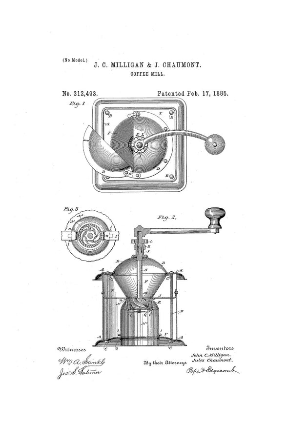 Coffee Grinder Patent Print - Decor, Kitchen Decor, Restaurant Decor, Patent Print, Wall Decor
