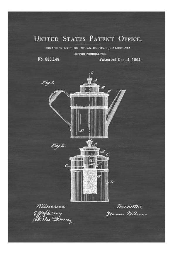 Coffee Percolator Patent Print - Decor, Kitchen Decor, Restaurant Decor, Patent Print, Wall Decor, Coffee Maker Patent, Cafe Decor