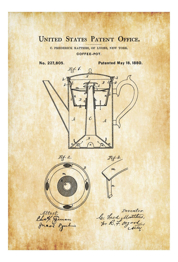 Coffee Pot Patent Print - Decor, Kitchen Decor, Restaurant Decor, Patent Print, Wall Decor, Coffee Maker Patent, Coffee Shop Decor mws_apo_generated mypatentprints Chalkboard #MWS Options 2954799694 
