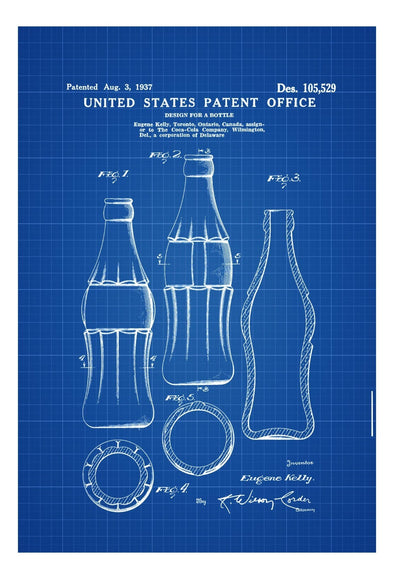 Coke Bottle Patent Print - Coca Cola Bottle, Coca Cola Collectibles, Diner Decor, Ice Cream Parlor Decor, Soda Bottle mws_apo_generated mypatentprints Blueprint #MWS Options 262972752 