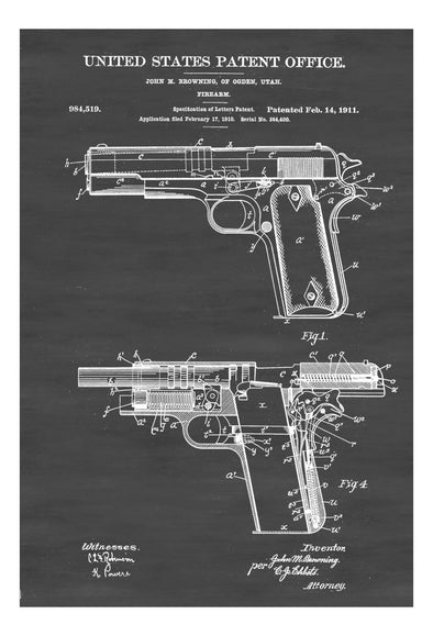 Colt 1911 Firearm Patent Print for Wall Decor. Gun Art and Firearm Art. mws_apo_generated mypatentprints Parchment #MWS Options 3539381188 