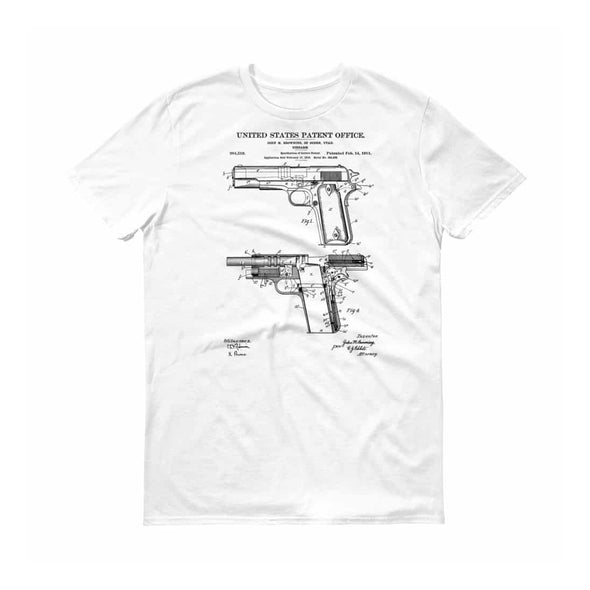Colt 1911 Firearm Patent T-Shirt - Patent t-shirt, Old Patent T-shirt, Gun t-shirt, Firearm t-shirt, M1911 Patent, Revolver t-shirt