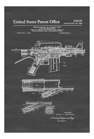 Colt Automatic Rifle Patent - Patent Print, Wall Decor, Gun Art, Firearm Art, Colt Patent, Colt Firearm, Cold Poster, AR-15 mws_apo_generated mypatentprints Parchment #MWS Options 902866253 