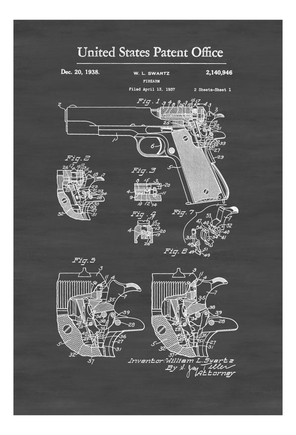 Colt Firing Pin Safety Patent - Patent Print, Wall Decor, Gun Art, Firearm Art, Colt Patent, Firearm Blueprint, Colt Firearm