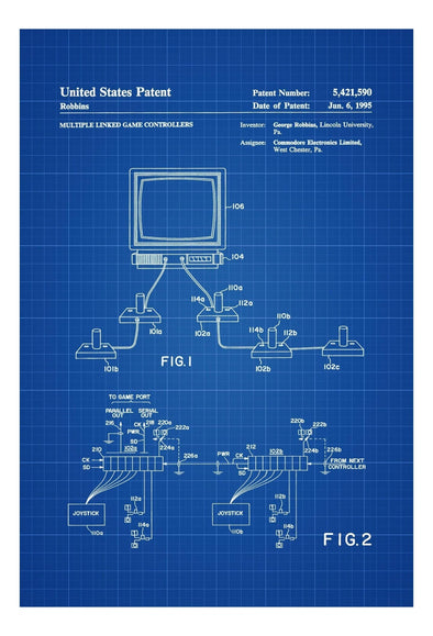 Commodore 64 Multiplayer Controllers Patent Print - Wall Décor, Video Game Décor, Vintage Video Games, Game Controller Patent, Geek Gift mws_apo_generated mypatentprints Chalkboard #MWS Options 2625874495 