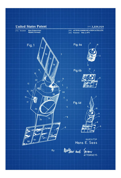 Communication Satellite Patent - Space Art, Space Poster, Space Program, Rockets, Aircraft Decor, Aviation Art, Blueprint, Pilot Gift mws_apo_generated mypatentprints Parchment #MWS Options 1225697827 