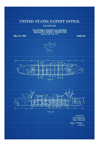 Container Ship Patent - Patent Print, Vintage Nautical, Shipyard Art, Sailor Gift, Sailing Decor, Nautical Decor, Ship Decor, Boating Decor mws_apo_generated mypatentprints Blueprint #MWS Options 1590733479 