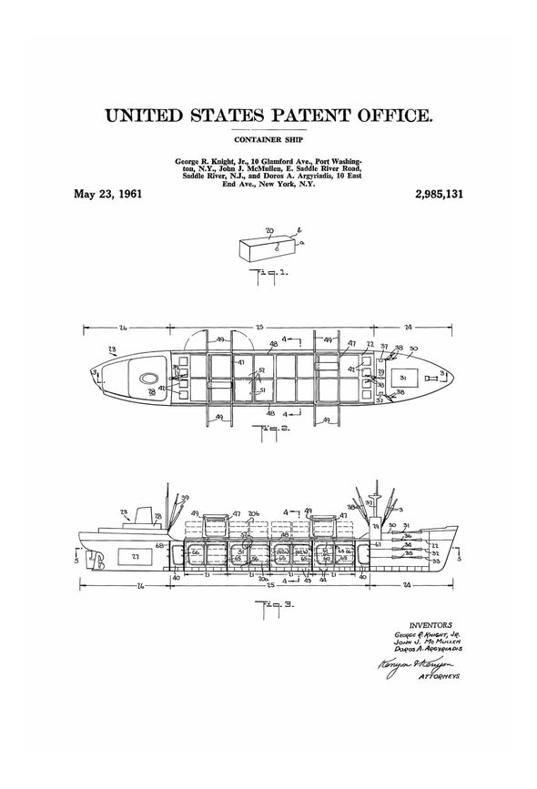 Container Ship Patent - Patent Print, Vintage Nautical, Shipyard Art, Sailor Gift, Sailing Decor, Nautical Decor, Ship Decor, Boating Decor Art Prints mypatentprints 