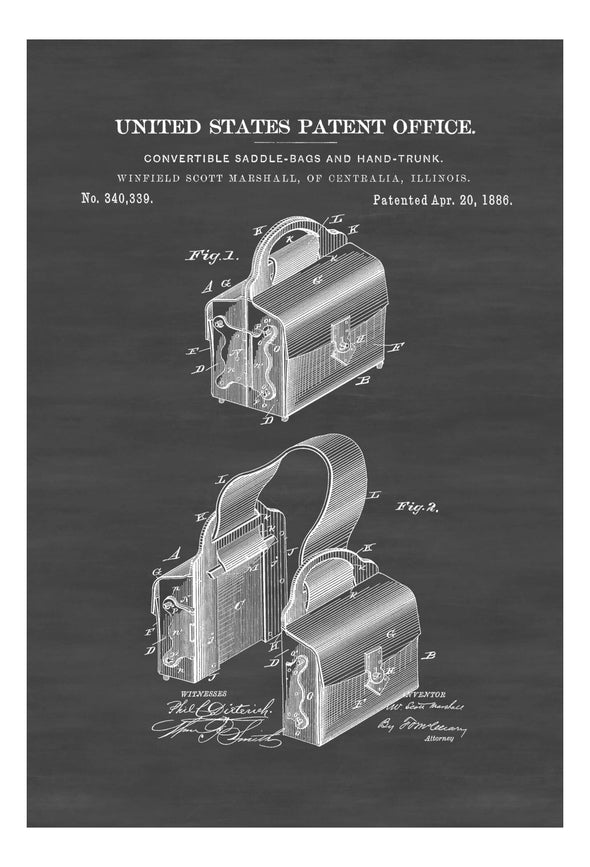 Convertible Saddlebag Patent - Patent Print, Wall Decor, Horse Art, Horse Decor, Equestrian Patent, Barn Art, Equestrian Decor, Hand Trunk Art Prints mypatentprints 5X7 Blueprint 