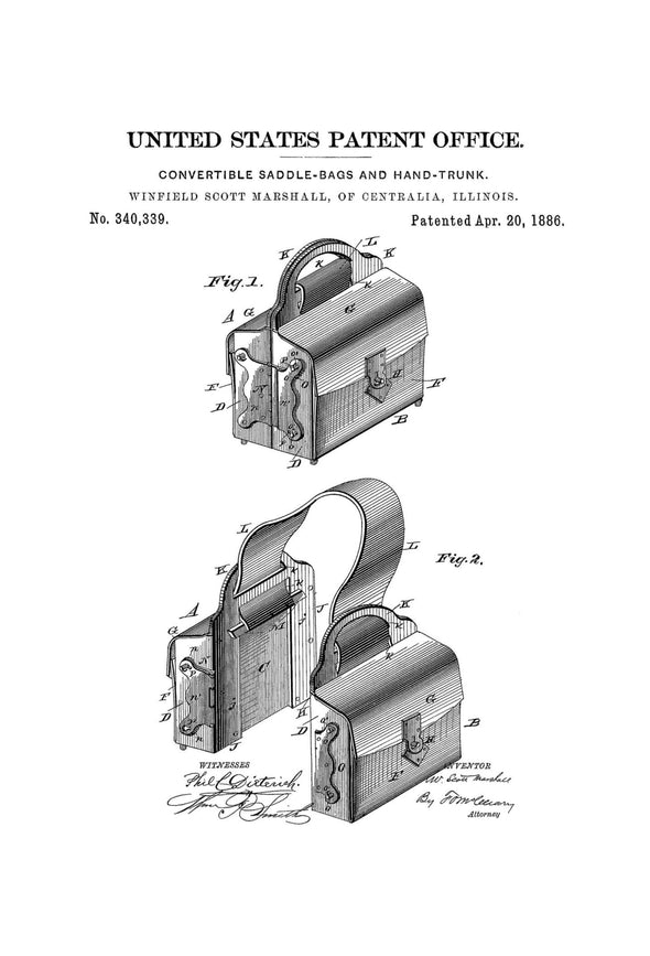 Convertible Saddlebag Patent - Patent Print, Wall Decor, Horse Art, Horse Decor, Equestrian Patent, Barn Art, Equestrian Decor, Hand Trunk Art Prints mypatentprints 