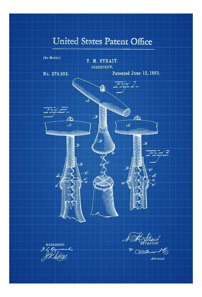 Corkscrew Patent Print - Decor, Kitchen Decor, Wine Decor, Patent Print, Wall Decor mws_apo_generated mypatentprints White #MWS Options 1099473864 