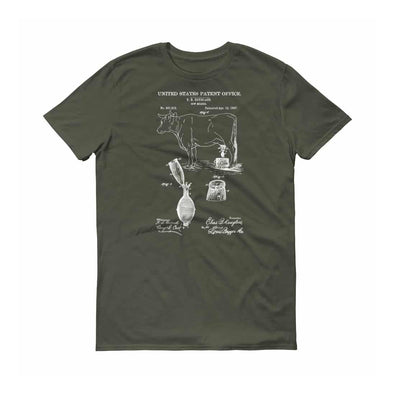 Cow Milker Patent T-Shirt 1887 - Patent Shirt, Vintage Equipment, Antique Tools, Old Patent T-Shirt, Farm Art, Cow T-Shirt, Dairy Farm