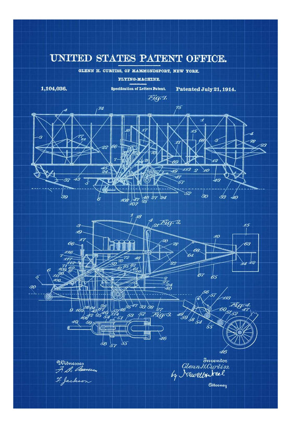 Curtiss Flying Machine Patent Print - Airplane Blueprint, Vintage Aviation Art, Airplane Art, Pilot Gift, Aircraft Decor, Airplane Poster mws_apo_generated mypatentprints White #MWS Options 3950486440 