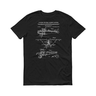 Curtiss Scout Airplane Patent T-Shirt - Aviation T-Shirt, Patent T-Shirt, Old Patent T-Shirt, Airplane T-Shirt, Pilot Gift, Biplane T-Shirt Shirts mypatentprints 3XL Black 