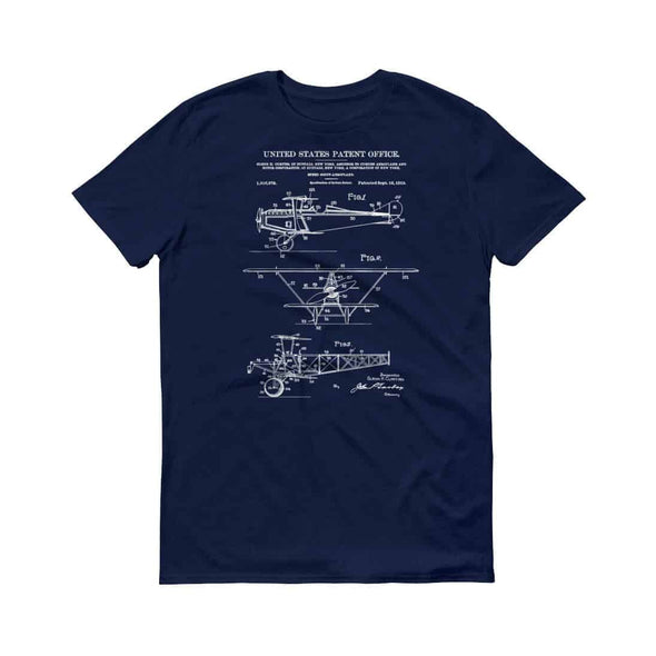 Curtiss Scout Airplane Patent T-Shirt - Aviation T-Shirt, Patent T-Shirt, Old Patent T-Shirt, Airplane T-Shirt, Pilot Gift, Biplane T-Shirt Shirts mypatentprints 