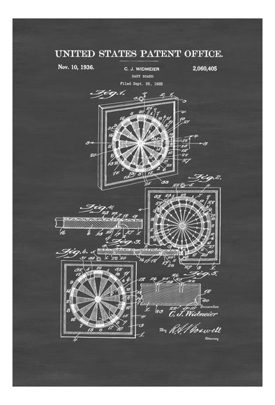 Dart Board Patent 1936 - Patent Print, Wall Decor, Game Art, Game Room Decor mws_apo_generated mypatentprints Parchment #MWS Options 3709250044 