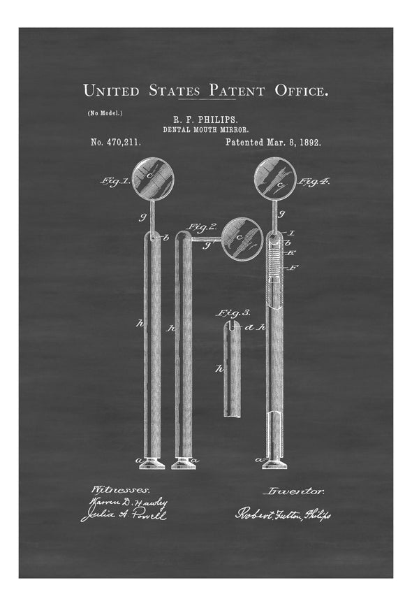 Dental Mirror Patent Print 1892 - Dental Office Decor, Dental Hygienist Gift, Dental Art, Dentist Decor, Dental Tools, Dental Assistant Gift Art Prints mypatentprints 