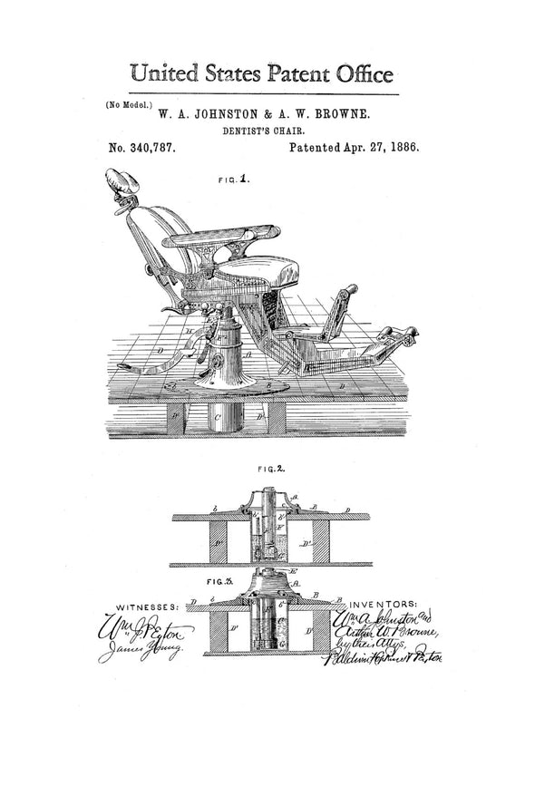 Dentist Chair Patent - Patent Print, Wall Decor, Dentist Office Decor, Medical Art, Dental Art
