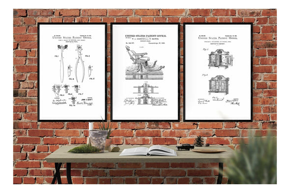 Dentist Patent Collection of 3 Patent Prints - Dentist Gift, Dental Office Wall Decor, Medical Art, Dental Art, Dentist Decor, Dental Tools Art Prints mypatentprints 