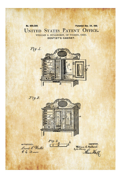 Dentist&#39;s Cabinet Patent - Patent Print, Wall Decor, Dental Office Decor, Medical Art, Dental Art, Dentist Decor, Dentist Cabinet