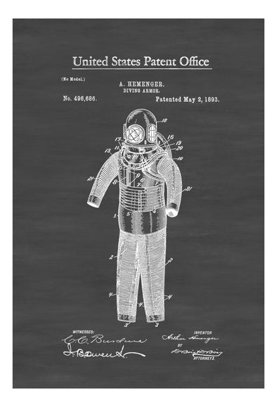 Diving Armor Patent 1893 - Patent Print, Wall Decor, Diver Gift, Scuba Gift, SCUBA Diver, Deep Sea Diver, Nautical Decor, Beach House Decor mws_apo_generated mypatentprints Parchment #MWS Options 539010610 