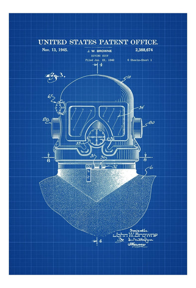 Diving Suit Helmet Patent, Patent Poster, Wall Decor, Diver Gift, Scuba Gift, Scuba Diver, Deep Sea Diver, Nautical Decor, Beach House Decor mws_apo_generated mypatentprints Parchment #MWS Options 3427248622 