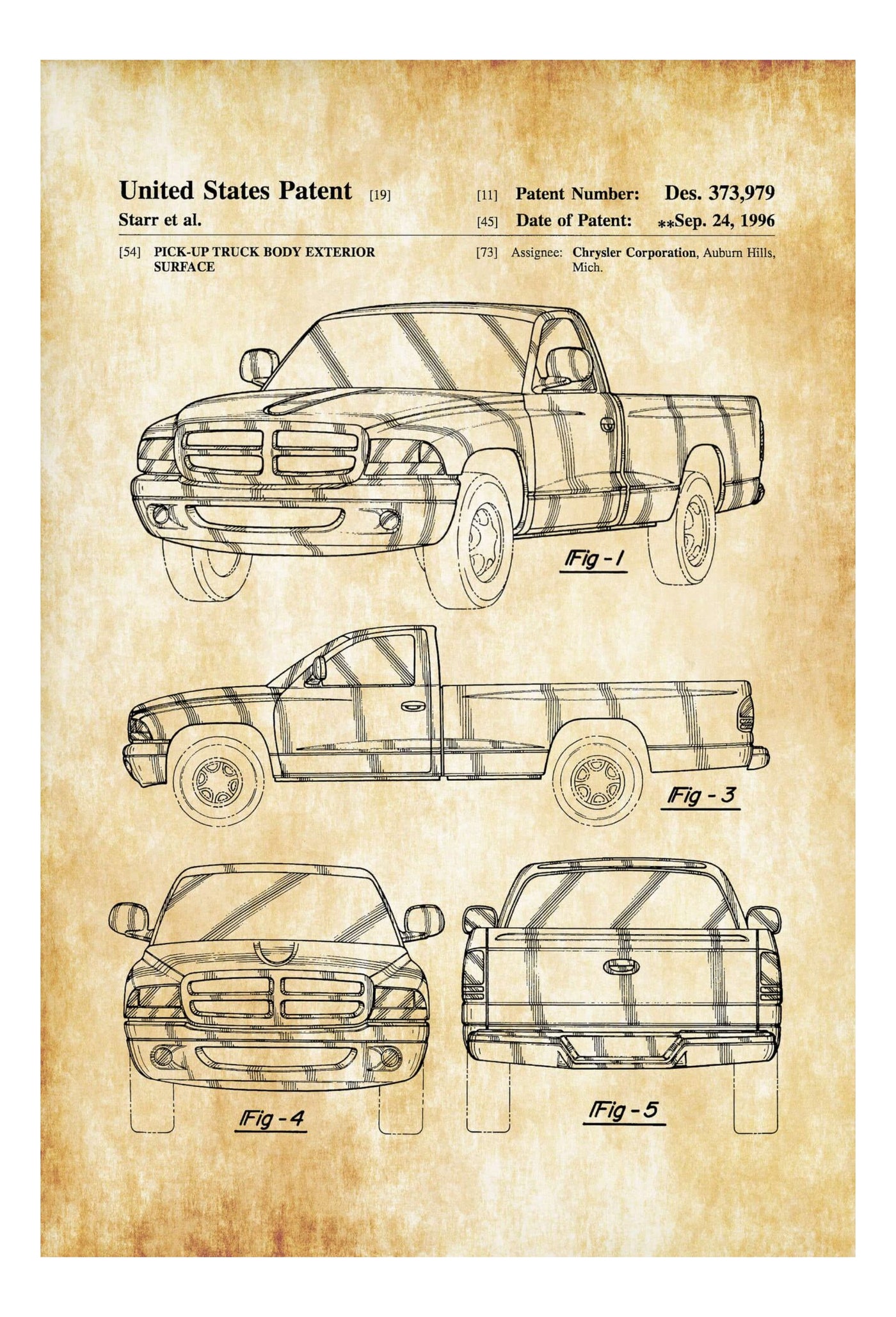 Dodge Ram Truck Patent, Patent Print, Wall Decor, Truck Decor