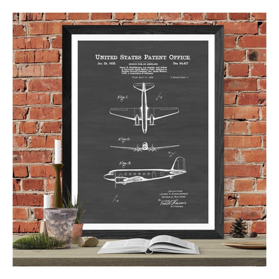 Douglas DC-2 Plane Patent 1935 - Douglas Aircraft Patent, Vintage Airplane, Airplane Blueprint, Pilot Gift, Airplane Poster, DC-2 Patent mws_apo_generated mypatentprints Blueprint #MWS Options 1268034200 