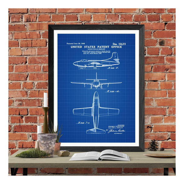 Douglas Jet Plane Patent 1949 - Douglas Aircraft Patent, Vintage Airplane, Airplane Blueprint, Pilot Gift, Airplane Poster, F3D Skyknight Art Prints mypatentprints 10X15 Parchment 
