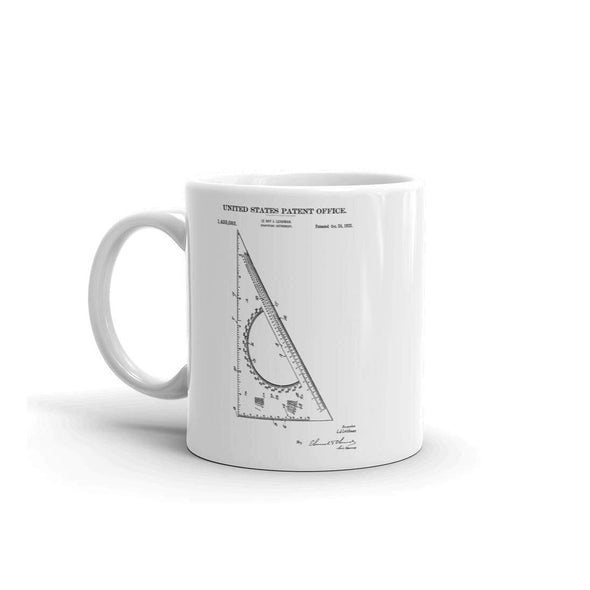 Drafting Triangle Patent Mug 1922 - Engineer Gift, Vintage Instruments, Architect Gift, Drawing Tool, Drafting Tools, Student Gift Mug mypatentprints 11 oz. 