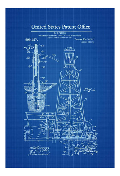 Drilling Rig Patent 1911 - Patent Print, Office Decor, Industrial Decor, Tool Art, Hydraulic Drilling Rig, Oil Rig, Drilling Rig mws_apo_generated mypatentprints Parchment #MWS Options 3075320287 