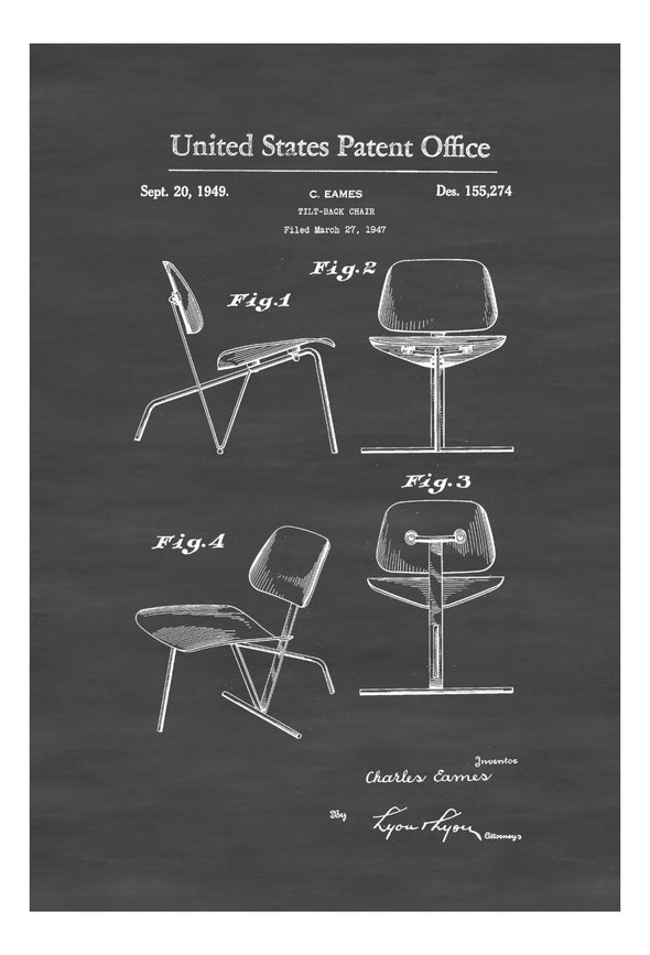 Eames Chair Patent Print - Chair Patent, Furniture Patent, Furniture Blueprint, Chair Blueprint, Office Art, Modern Furniture Design