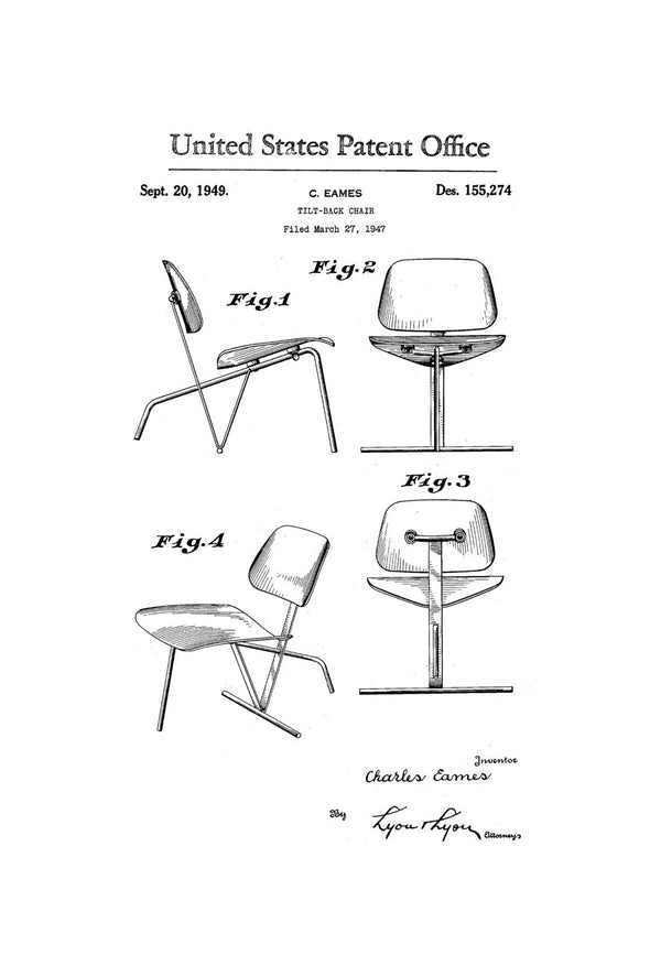 Eames Chair Patent Print - Chair Patent, Furniture Patent, Furniture Blueprint, Chair Blueprint, Office Art, Modern Furniture Design