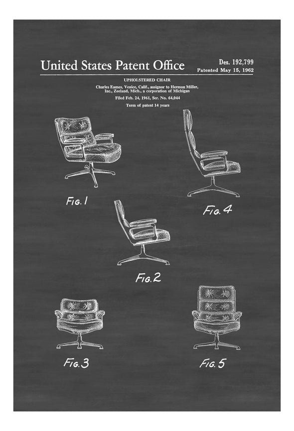 Eames Uphostered Chair Patent - Chair Patent, Furniture Patent, Furniture Blueprint, Chair Blueprint, Office Art, Modern Furniture Design Art Prints mypatentprints 