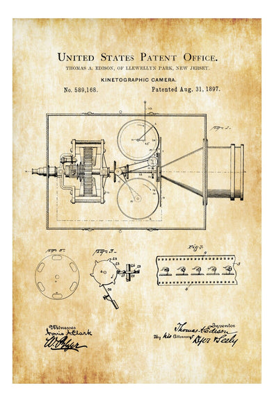 Edison Kinetographic Camera Patent, Patent Print, Wall Decor, Photography Art, Camera Art, Old Camera, Camera Decor, Thomas Edison patent mws_apo_generated mypatentprints Parchment #MWS Options 940616216 