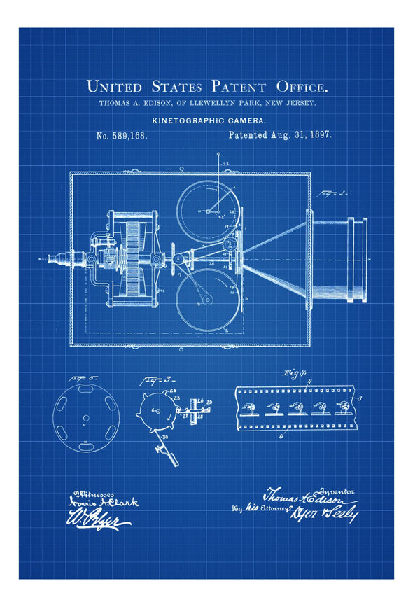 Edison Kinetographic Camera Patent, Patent Print, Wall Decor, Photography Art, Camera Art, Old Camera, Camera Decor, Thomas Edison patent