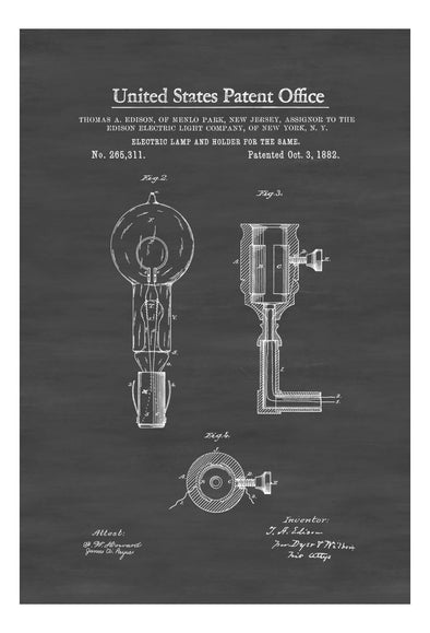 Edison Light Bulb and Holder Patent 1882 - Light Bulb, Edison Patent, Edison Invention, Patent Prints, Kitchen Decor, Wall Decor mws_apo_generated mypatentprints Parchment #MWS Options 1734190450 