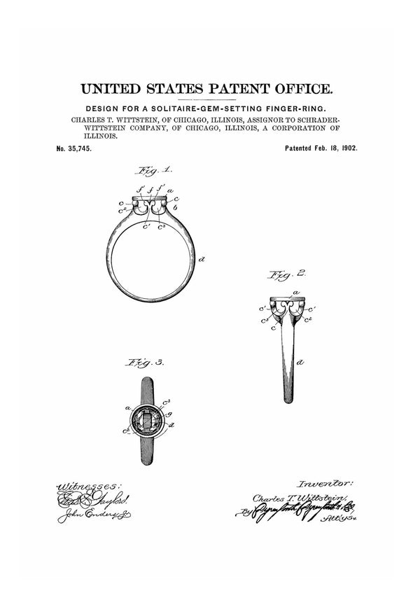 Edwardian Ring Patent - Vanity Décor, Fashion Art, Feminine Décor, Boutique Decor, Vintage Jewelry Print, Women's Gift, 1900s Jewelry Patent Art Prints mypatentprints 5X7 Blueprint 