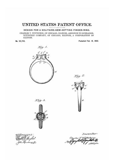 Edwardian Ring Patent - Vanity Décor, Fashion Art, Feminine Décor, Boutique Decor, Vintage Jewelry Print, Women's Gift, 1900s Jewelry Patent mws_apo_generated mypatentprints White #MWS Options 2956109905 