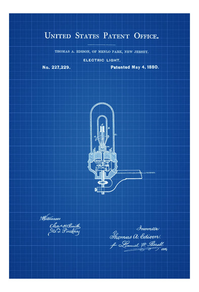 Electric Light Patent Print - Decor, Kitchen Decor, Restaurant Decor, Patent Print, Wall Decor, Office Decor, Electrician Gift, Light Bulb