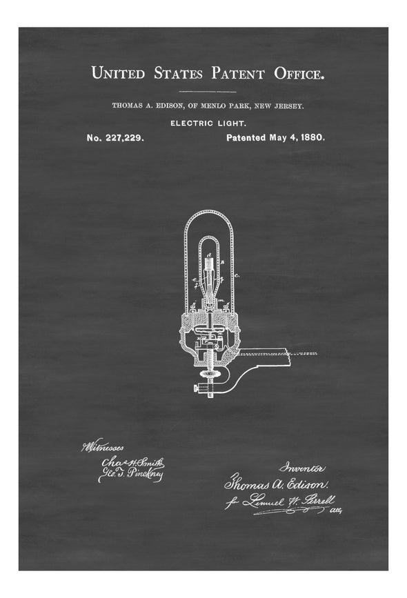 Electric Light Patent Print - Decor, Kitchen Decor, Restaurant Decor, Patent Print, Wall Decor, Office Decor, Electrician Gift, Light Bulb