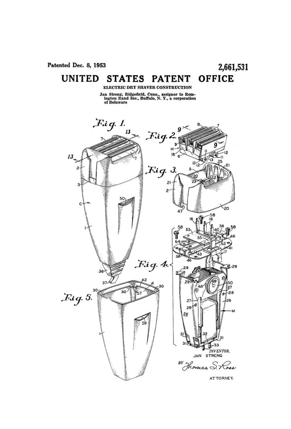 Electric Shaver Patent - Patent Print, Bathroom Decor, Bathroom Art, Bathroom Poster, Bathroom Sign, Vintage Razor, Wall Decor