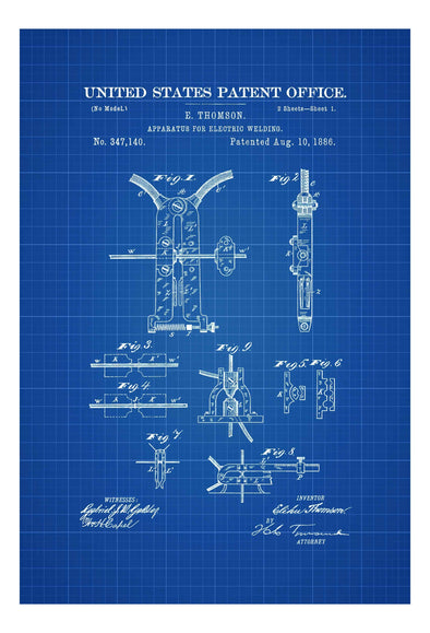Electric Welding Patent Print 1886 - Patent Print, Wall Decor, Welder Gift, Garage Decor, Welder, Electric Welder Patent, Welder Gift mws_apo_generated mypatentprints Parchment #MWS Options 3029248481 
