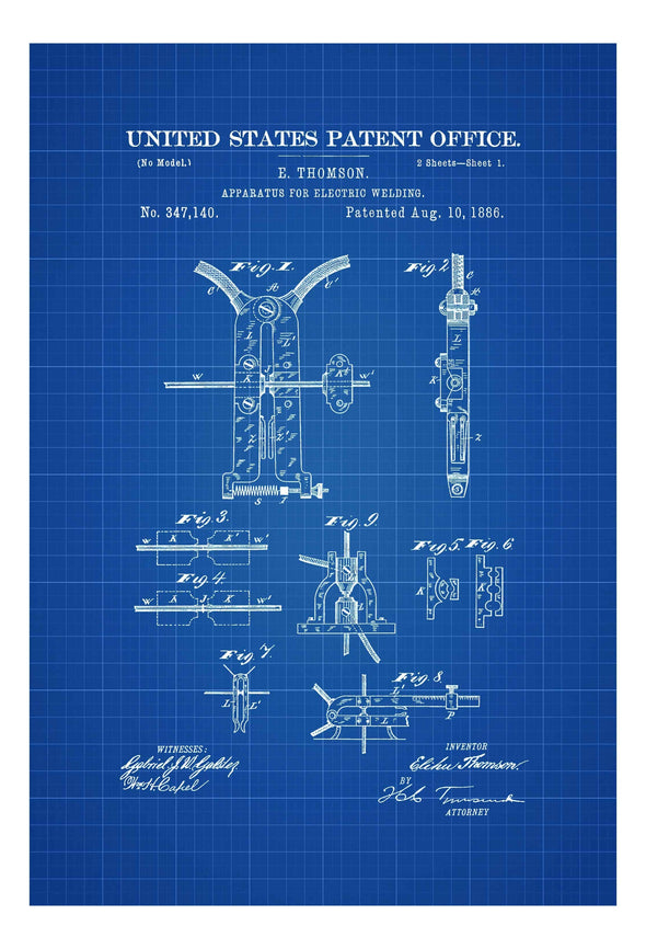 Electric Welding Patent Print 1886 - Patent Print, Wall Decor, Welder Gift, Garage Decor, Welder, Electric Welder Patent, Welder Gift mws_apo_generated mypatentprints Parchment #MWS Options 3029248481 