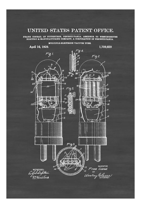 Electronic Vacuum Tube Patent 1929 - Patent Prints, Vintage Electronic, Technology Patent, Electronic Patent, Vacuum Tube Poster, Geek Gift Art Prints mypatentprints 