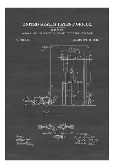 Elevator Patent 1881 - Patent Print, Garage Decor, Workshop Decor, Industrial Decor, Tool Art, Mechanical Engineer, Engineer Gift, Transport Art Prints mypatentprints 5X7 Blueprint 