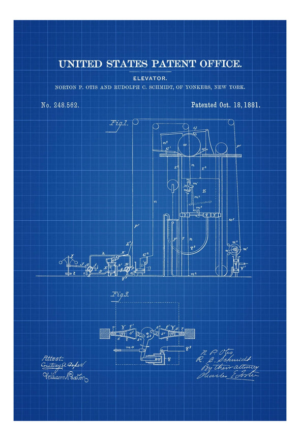 Elevator Patent 1881 - Patent Print, Garage Decor, Workshop Decor, Industrial Decor, Tool Art, Mechanical Engineer, Engineer Gift, Transport Art Prints mypatentprints 